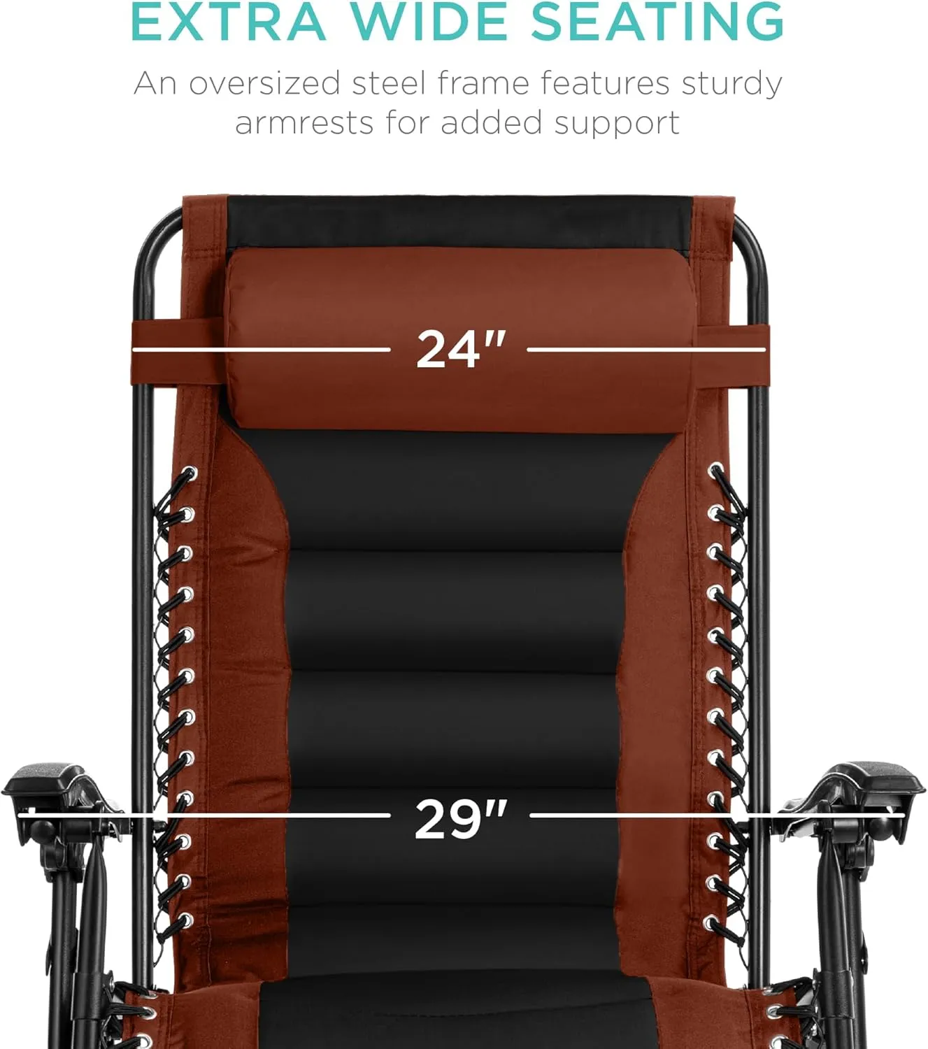 Best Choice Products Oversized Padded Zero Gravity Chair, Folding Outdoor Patio Recliner, XL Anti Gravity Lounger for Backyard w/Headrest, Cup Holder, Side Tray, Polyester Mesh - Rust/Black