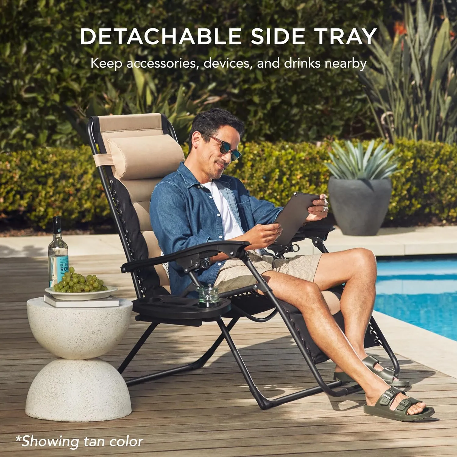 Best Choice Products Oversized Padded Zero Gravity Chair, Folding Outdoor Patio Recliner, XL Anti Gravity Lounger for Backyard w/Headrest, Cup Holder, Side Tray, Polyester Mesh - Rust/Black