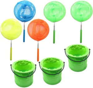 BESTonZON 1set Telescopic Insect Catching Net Outdoor Exploration Kit Extendable Fishing Nets for Boy Girl to Catch Butterflies and Fish Design