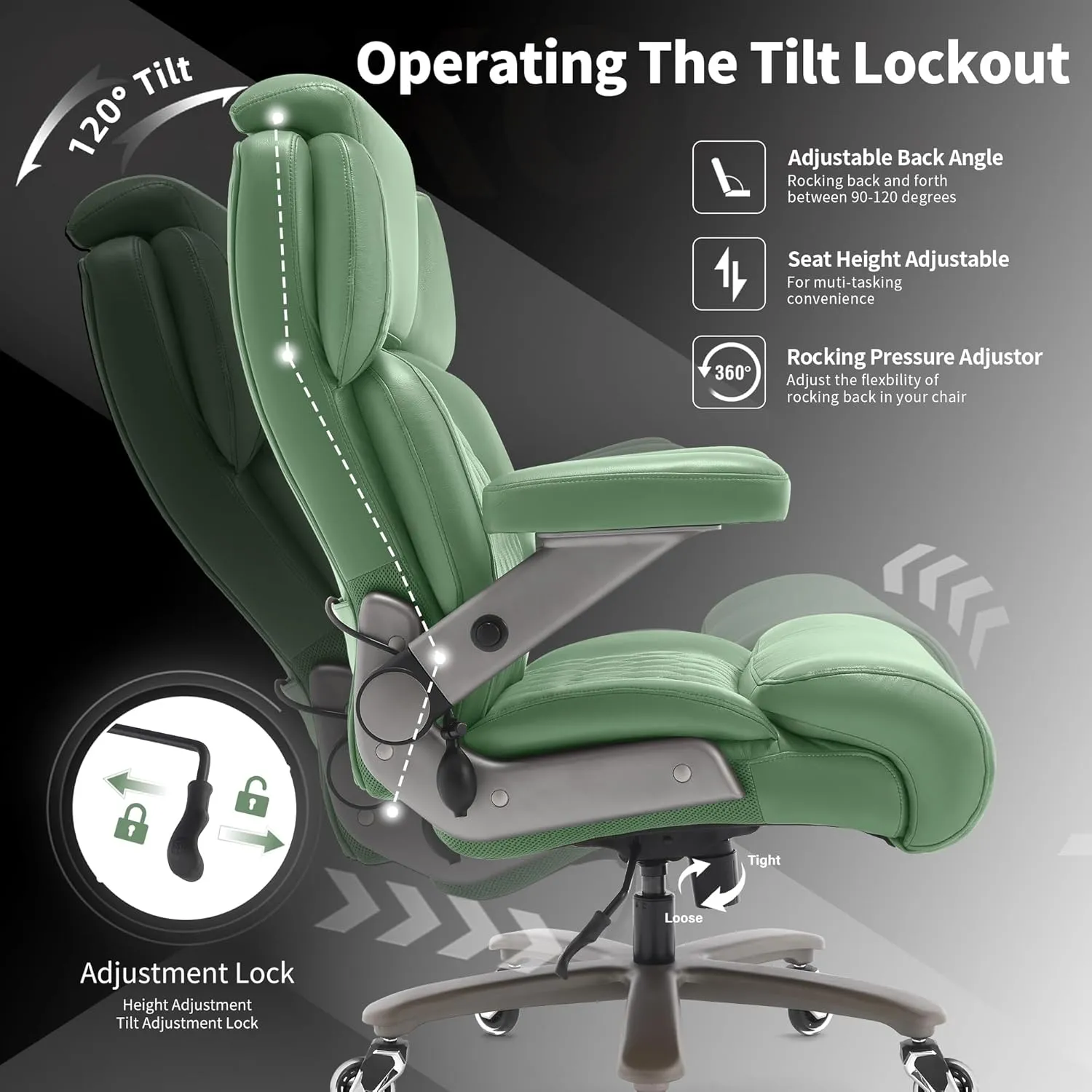 Big and Tall Office Chair 700lbs - Adjustable Headrest&Lumbar Support, 3D Flip Arms, Large Wheels &Heavy Duty Metal Base, Ergonomic High Back Computer Chair Desk Chair, Thick Padded Extra Wide Seat