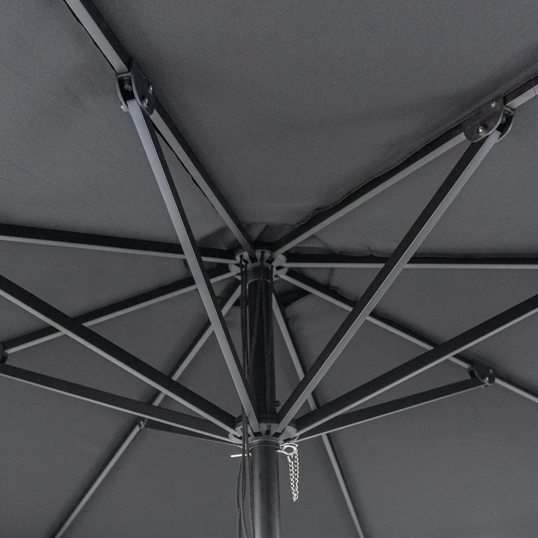 Billy Fresh 3m Midnight Aluminium Umbrella - Black with White Trim