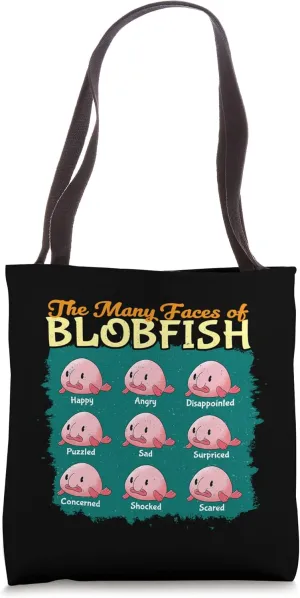 Biology Fishing Pole Biologist Fisherman Funny Blobfish Face Tote Bag