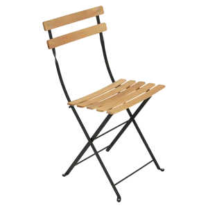 Bistro folding chair with beechwood slats liquorice