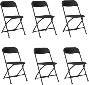 Black 6 Piece Injection Molded Classic Garden Plastic Thickened Folding Chair Easy to CarrySuitable for Meeting, Gathering, Party, Business Activities, USI066