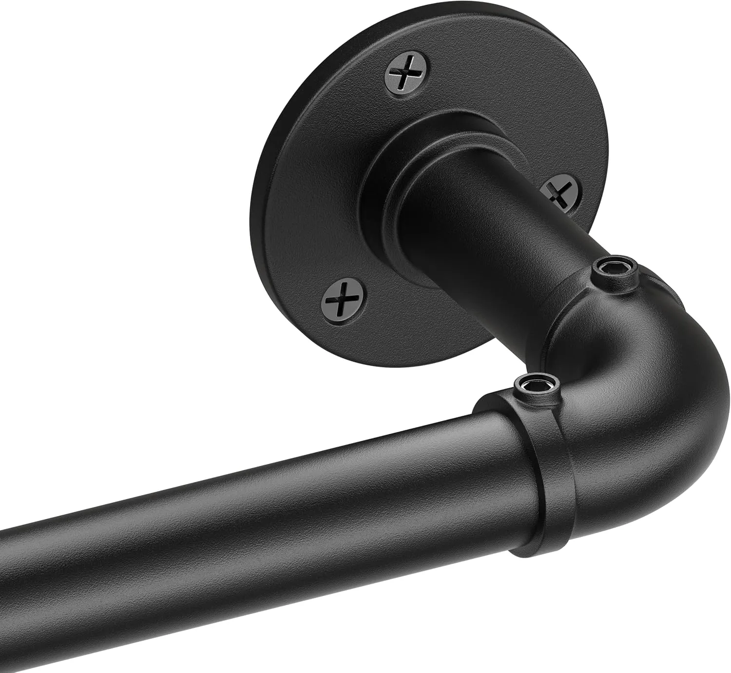 Black Industrial Curtain Rods for Windows 48 to 84, Outdoor Blackout Curtain Rod, Wrap Around Heavy Duty Curtain Rods,1 Inch Drapery Rod, Rustic Pipe Drapery Pole 48-84 Inch