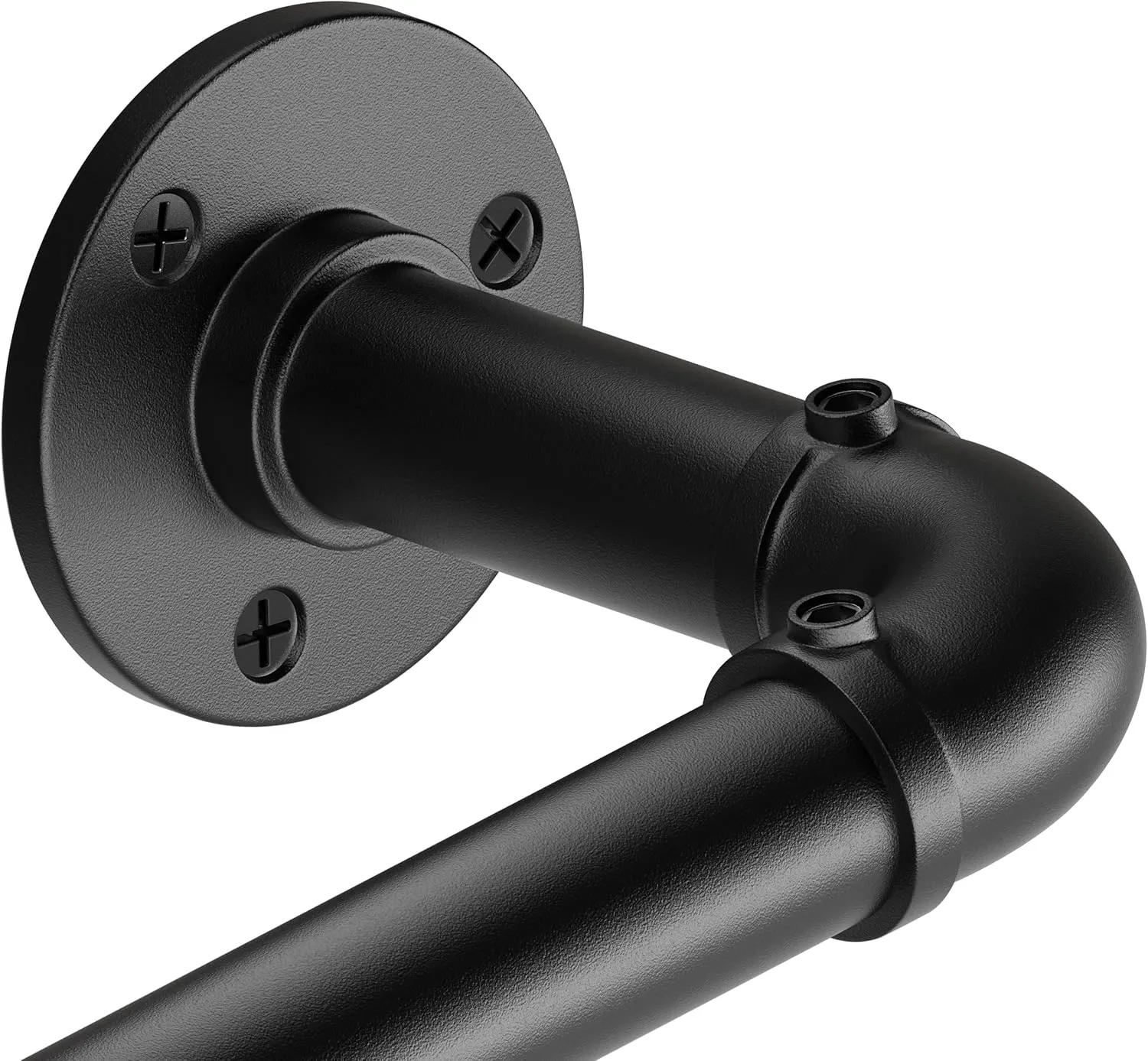 Black Industrial Curtain Rods for Windows 48 to 84, Outdoor Blackout Curtain Rod, Wrap Around Heavy Duty Curtain Rods,1 Inch Drapery Rod, Rustic Pipe Drapery Pole 48-84 Inch