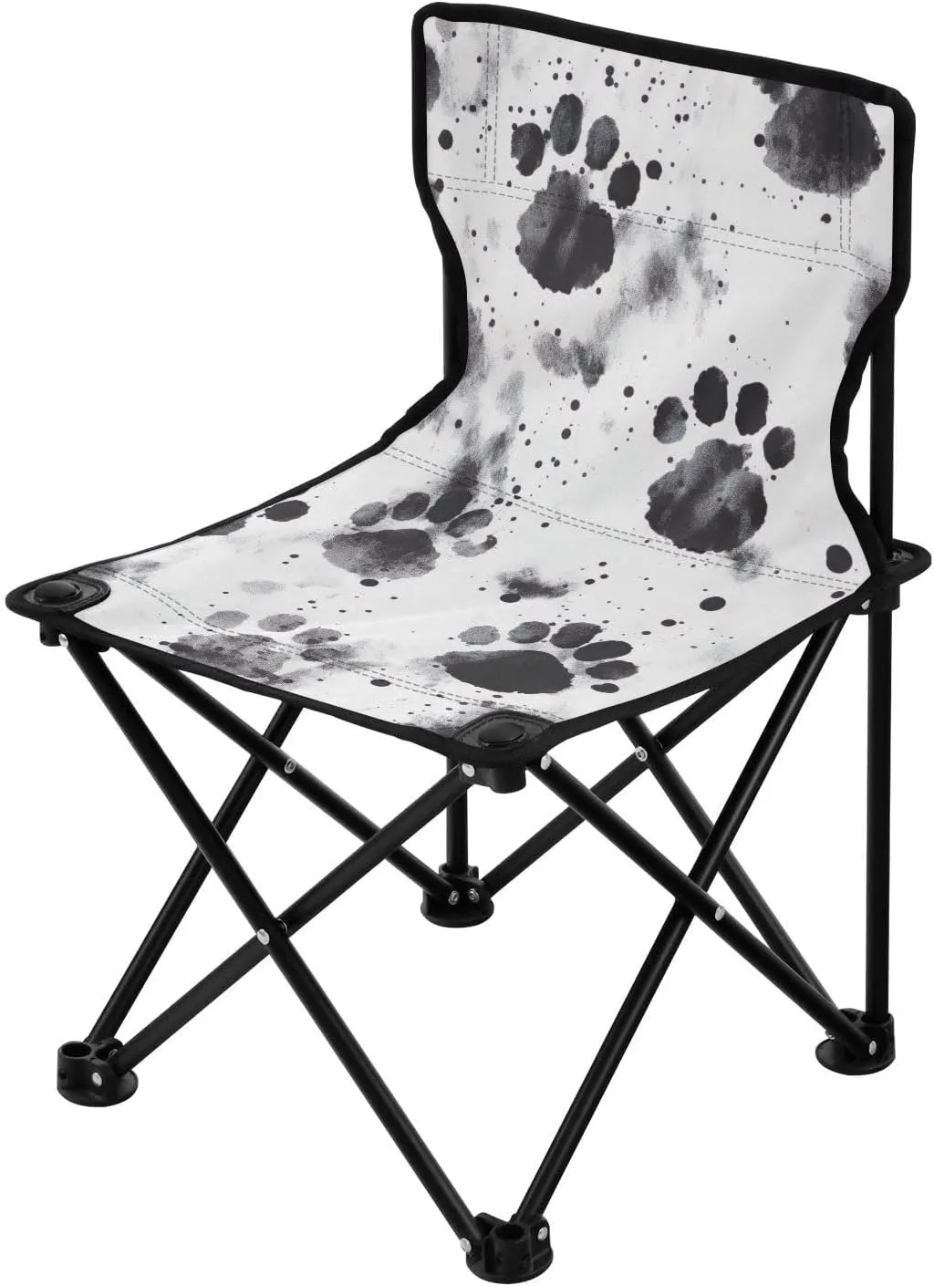 Black White Pattern Portable Outdoor Folding Chair Anti-Slip Padded Oxford Cloth Stool Camping Chair Small for Beach Hiking Fishing Gardening Quad Camp Chair