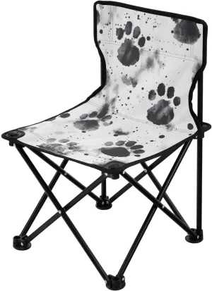 Black White Pattern Portable Outdoor Folding Chair Anti-Slip Padded Oxford Cloth Stool Camping Chair Small for Beach Hiking Fishing Gardening Quad Camp Chair