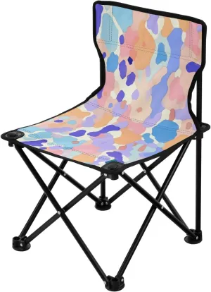 Blue Print Pattern Portable Outdoor Folding Chair Anti-Slip Padded Oxford Cloth Stool Camping Chair Small for Beach Hiking Fishing Gardening Quad Camp Chair