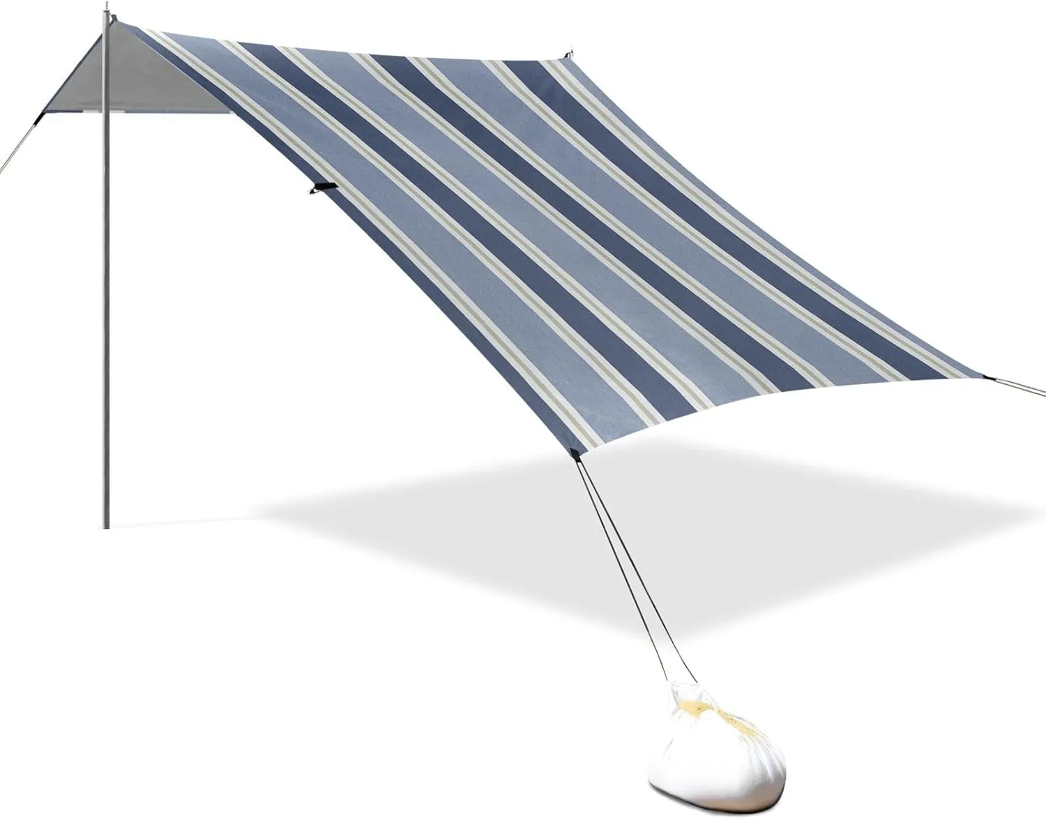 Blue Vertical Stripes Designed UPF50  Beach Tent & Canopy Waterproof Portable Sunshade Includes Sand Shovel, Sandbags, Stability Poles for Family Travel carpas para Playa