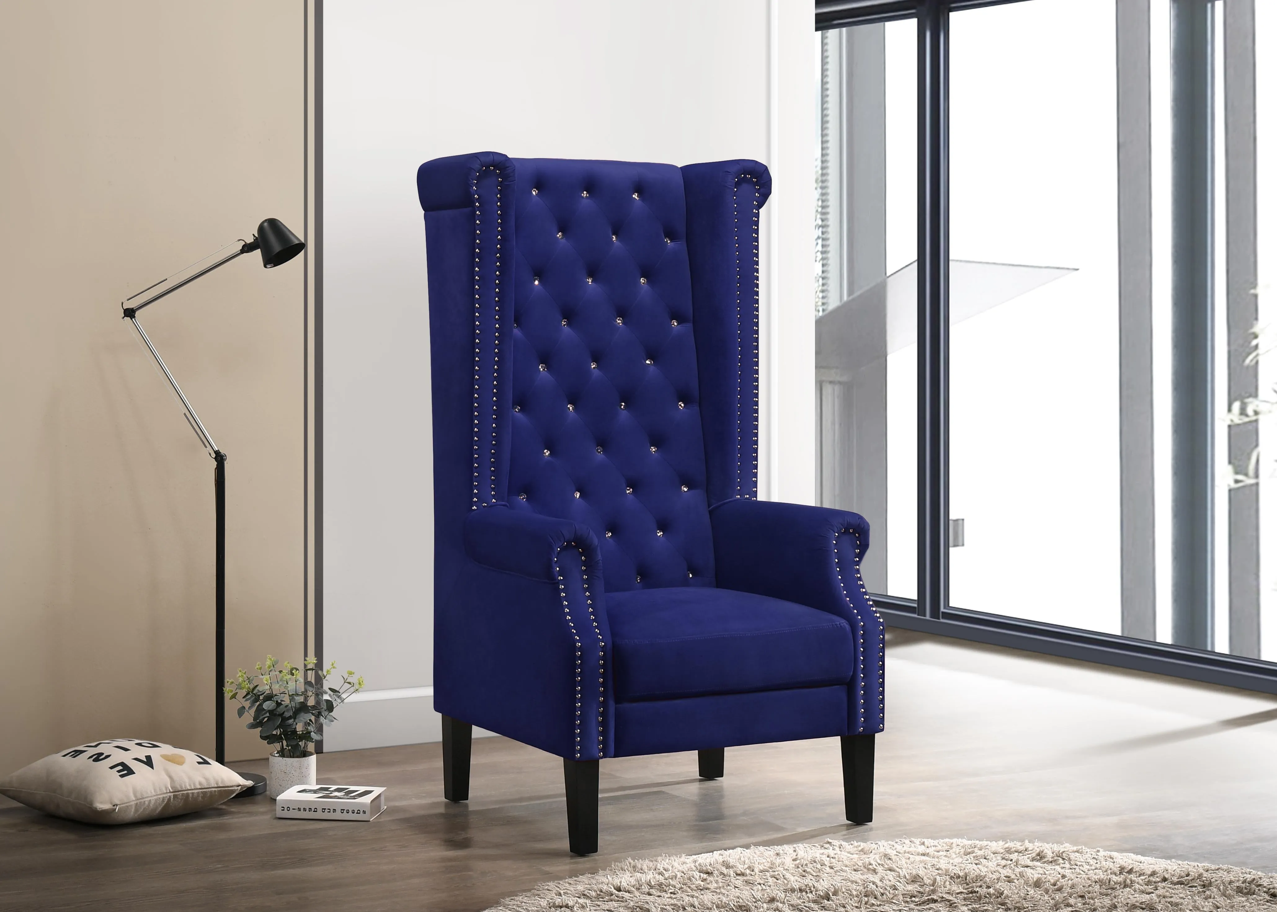 Bollywood Transitional Style Blue Accent Chair