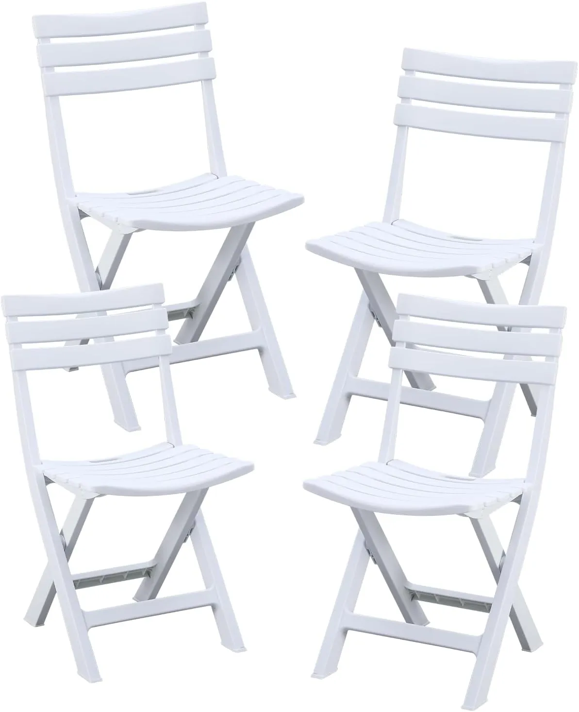 BOOSDEN Folding Plastic Chairs 4 Pack, Foldable Patio Stackable Chairs with Backrest for Outdoor Indoor Dining Party Wedding Event White