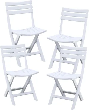 BOOSDEN Folding Plastic Chairs 4 Pack, Foldable Patio Stackable Chairs with Backrest for Outdoor Indoor Dining Party Wedding Event White