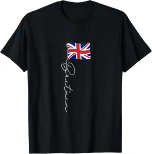 Britain Signature Flag Pole - Elegant Patriotic British Flag T-Shirt
