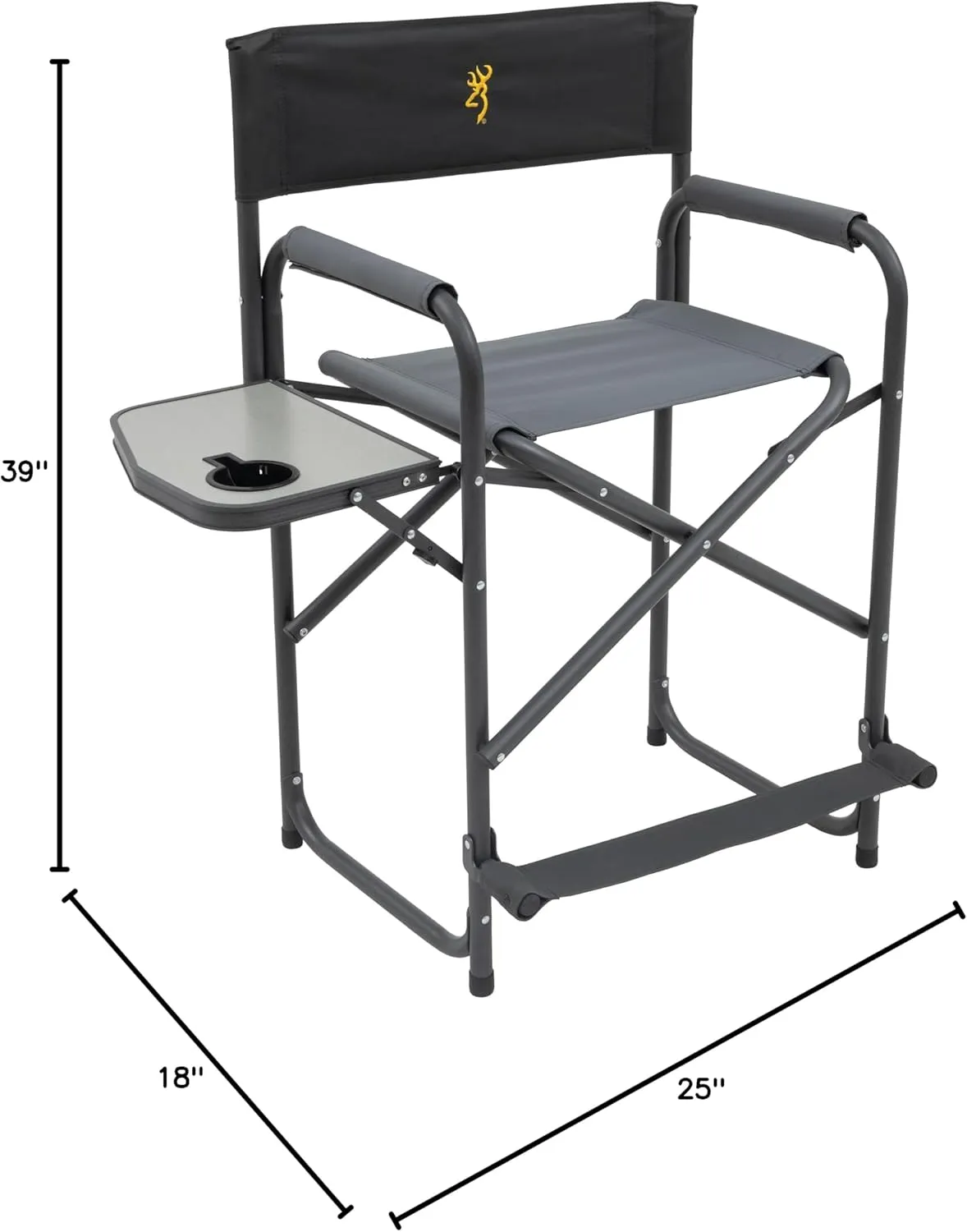 Browning Directors Chair - Outdoor Folding Chairs Made with Durable Fabric and Sturdy Aluminum/Steel Frame, with Extra Tall Seat and Flip-Down Footrest
