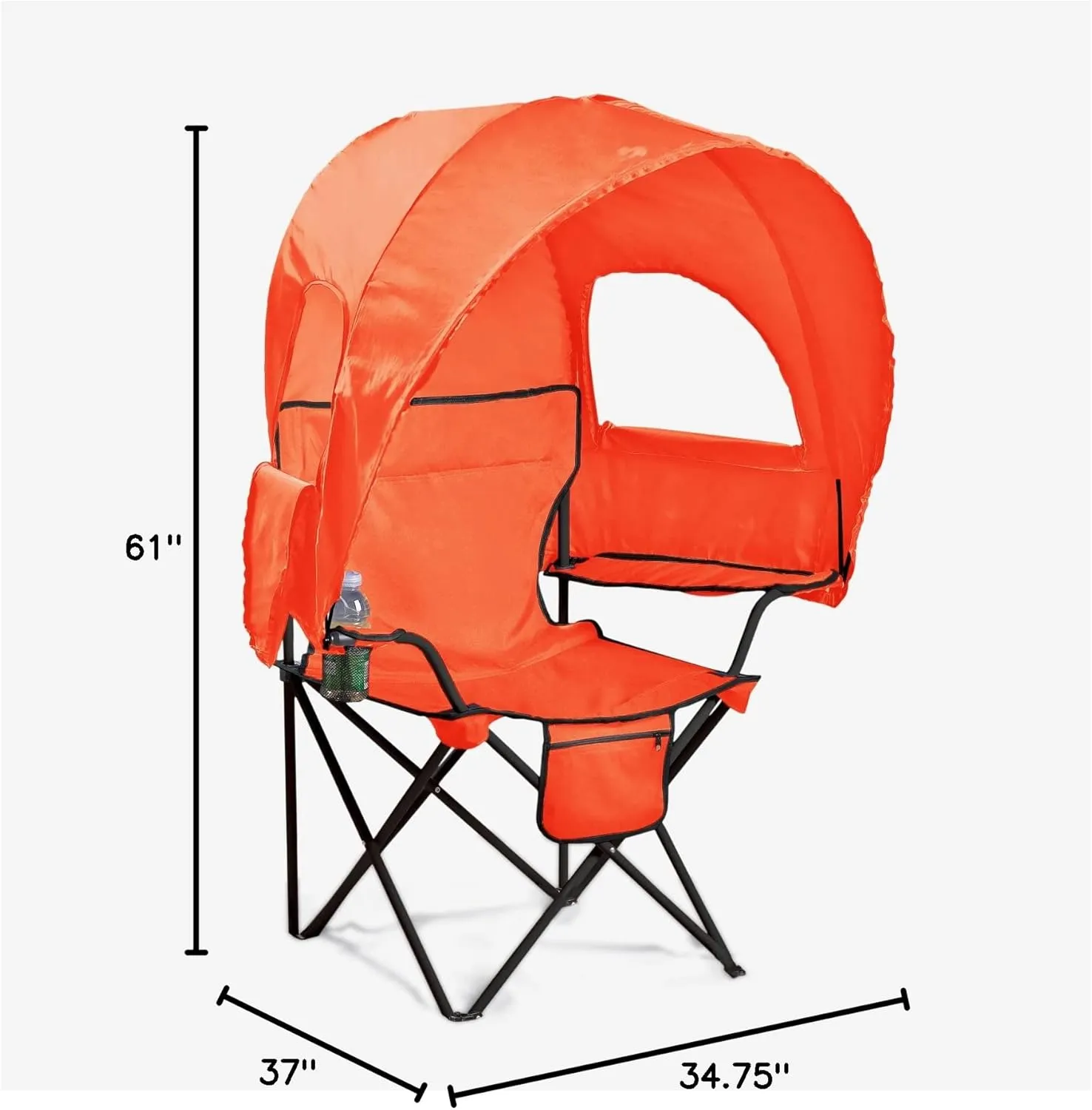 BrylaneHome Outdoor Oversized Canopy Tent Camp Chair Shade Folding Cupholder Zip Windows Storage Carrying Case Beach Yard Trip- Weight Capacity 350LB - Coral