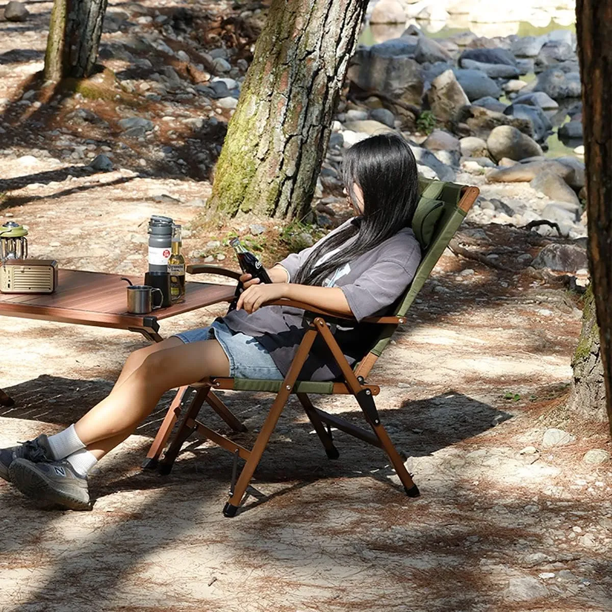 BTZHY Recliner Chair,Recliner Chair, Deck Chair Folding with Cushion Adjustable Angle Weight Capacity 140Kg for Outdoor Travel
