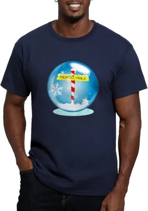 CafePress North Pole Winter Globe T Shirt Men's Fitted Graphic T-Shirt