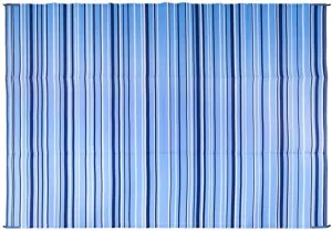 Camco Outdoor Rug | Features Reversible Blue & White Pattern | Made of Lightweight Breathable Material | Measures 9’ x 12’ & Folds for RV Storage and Organization (42865)
