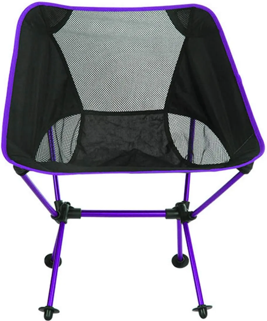 Camping Accessory Outdoor Portable Folding Camping Chair Light Fishing Beach Chair Aviation Aluminum Alloy Backrest Recliner (Color : Purple)