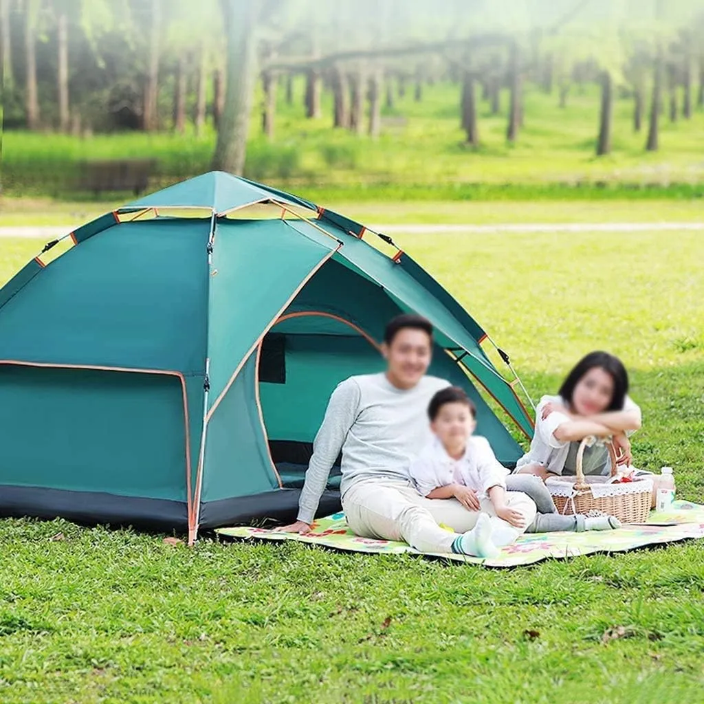 Camping Automatic Immediate Pop Up Tent, 3-4 People Family Tent, Outdoor Thicken Rainproof Lightweight Dome Tent,Green