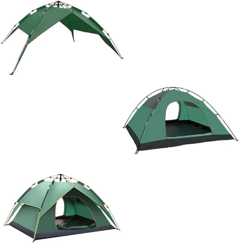 Camping Automatic Immediate Pop Up Tent, 3-4 People Family Tent, Outdoor Thicken Rainproof Lightweight Dome Tent,Green