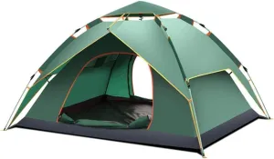 Camping Automatic Immediate Pop Up Tent, 3-4 People Family Tent, Outdoor Thicken Rainproof Lightweight Dome Tent,Green