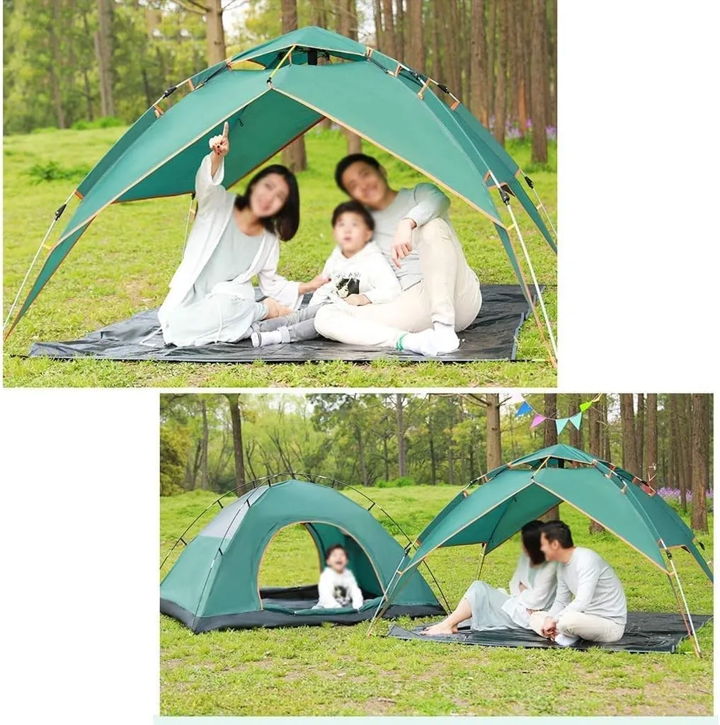 Camping Automatic Immediate Pop Up Tent, 3-4 People Family Tent, Outdoor Thicken Rainproof Lightweight Dome Tent,Green