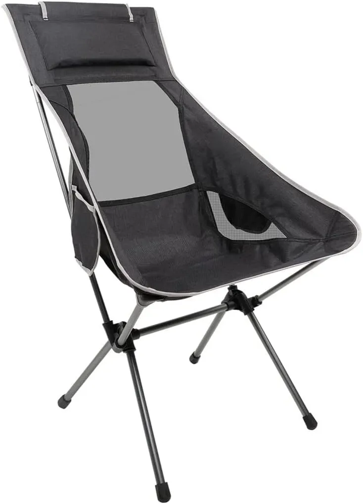 Camping Chair Folding Chair Portable Chair Outdoor High Back Camping Chair Portable Folding Seat with Mesh Backrest Camping Fishing Stool with Quilted Pillow Camping Chairs for Adults/Black/