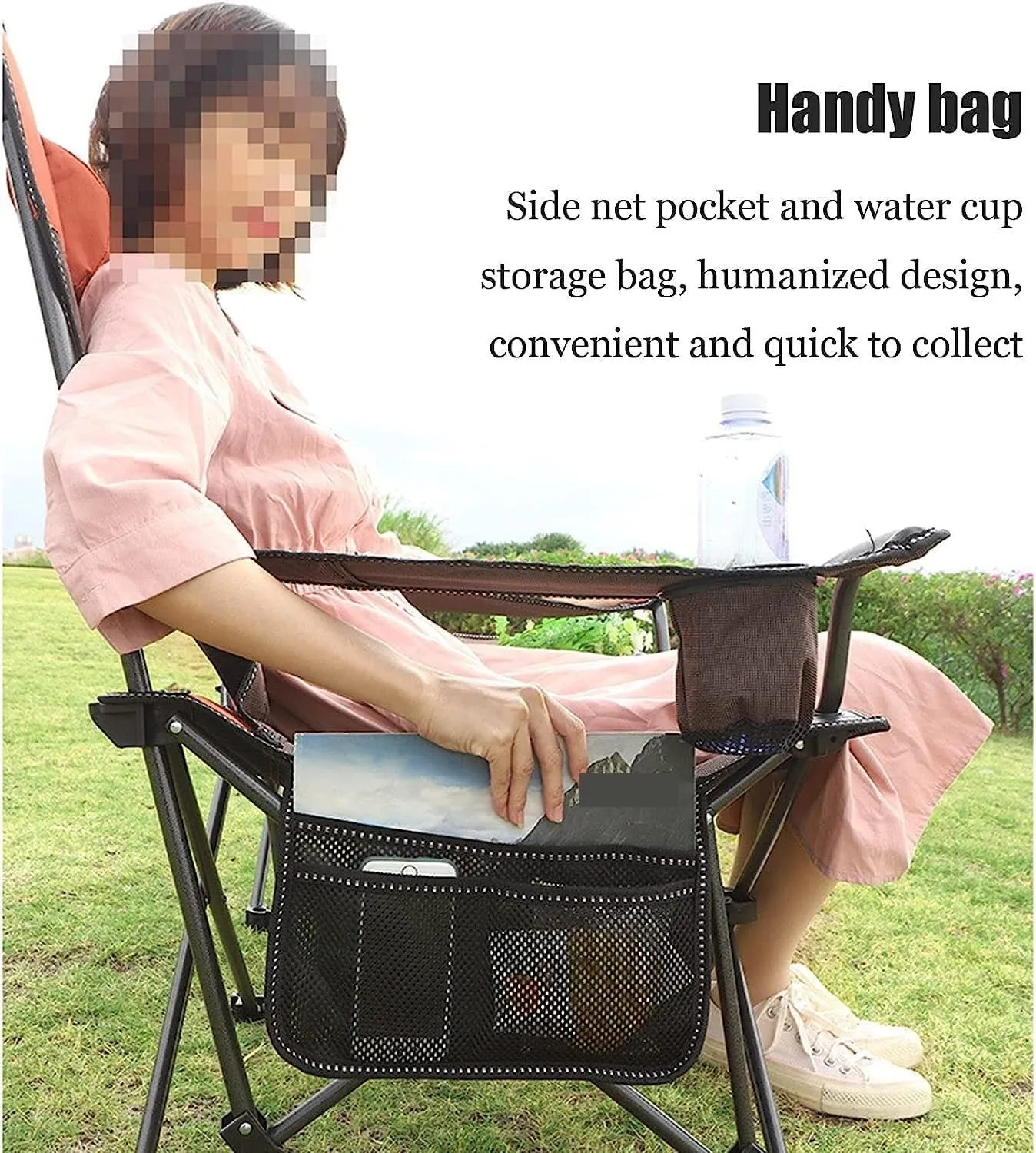 Camping Chair Folding Chairs Lawn Chairs 2 In 1 Camping Chair With Footrest, Recliner Folding Lounge Seat For Beach, Fishing, Picnics, Hiking Folding Chair Camp Chair Moon Chair ( Color : B , Size : 5