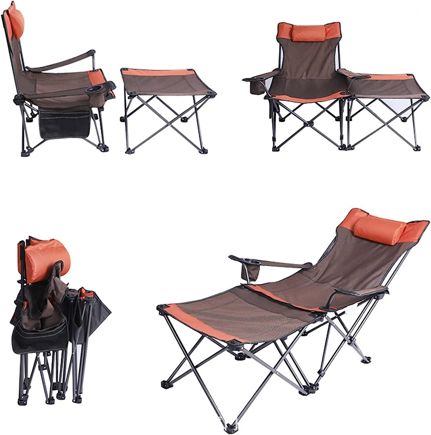 Camping Chair Folding Chairs Lawn Chairs 2 In 1 Camping Chair With Footrest, Recliner Folding Lounge Seat For Beach, Fishing, Picnics, Hiking Folding Chair Camp Chair Moon Chair ( Color : B , Size : 5