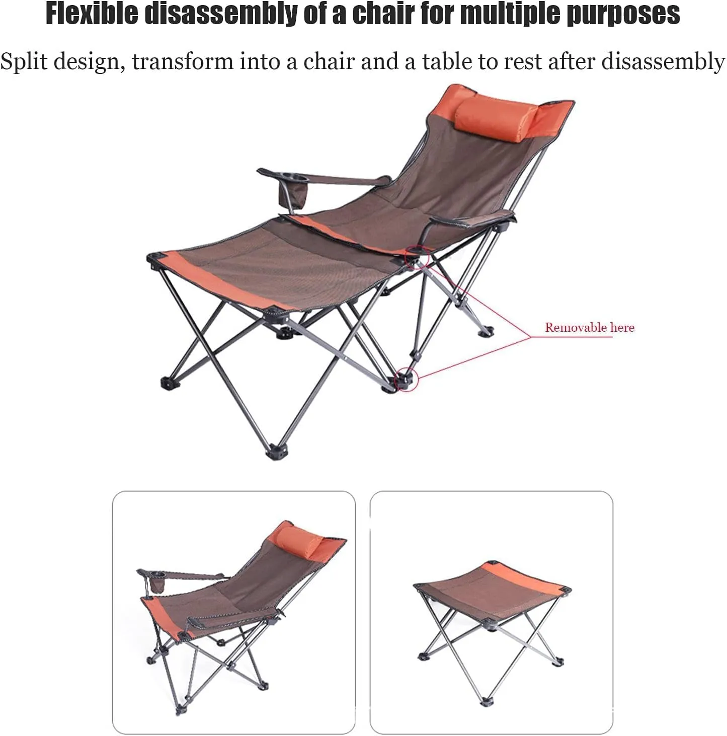 Camping Chair Folding Chairs Lawn Chairs 2 In 1 Camping Chair With Footrest, Recliner Folding Lounge Seat For Beach, Fishing, Picnics, Hiking Folding Chair Camp Chair Moon Chair ( Color : B , Size : 5