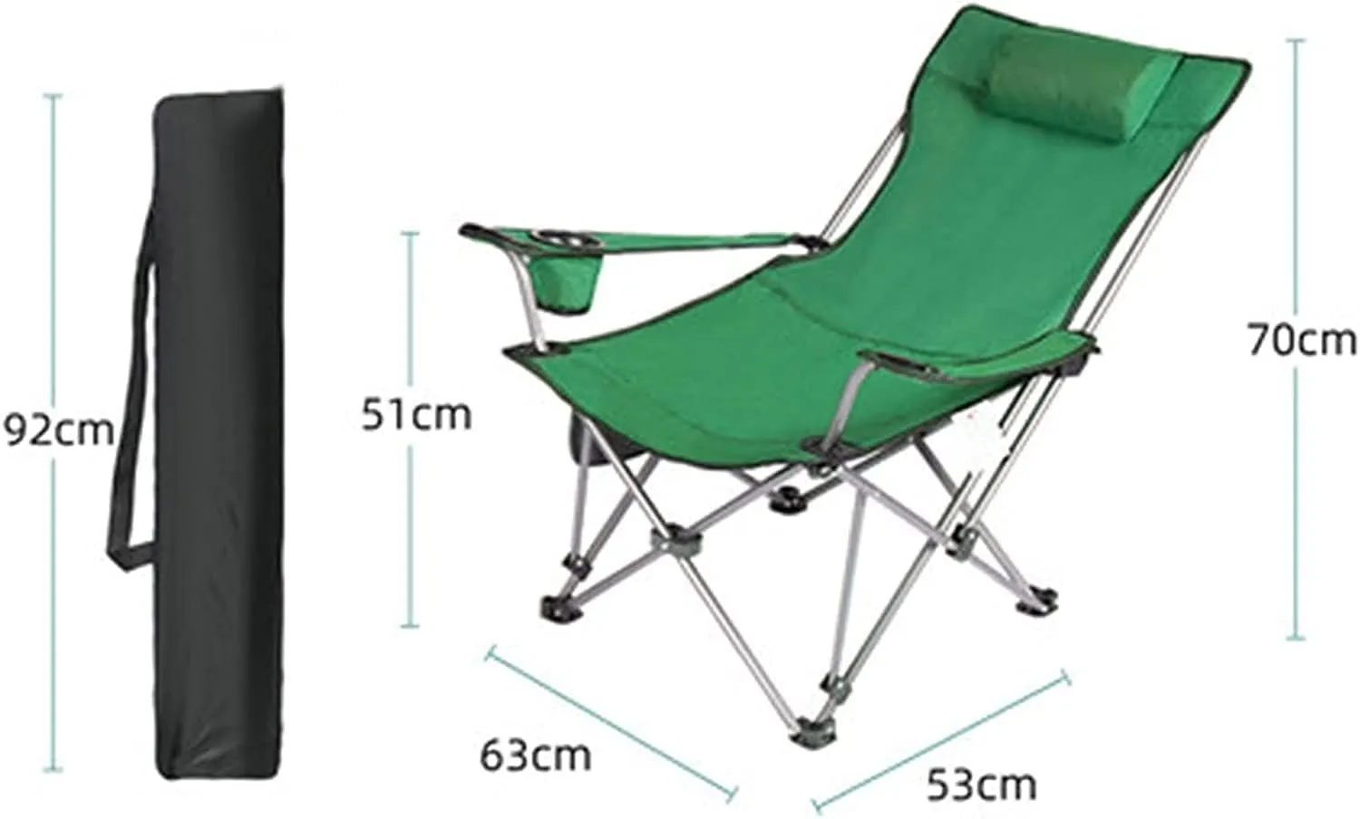 Camping Chair Folding Chairs Lawn Chairs Outdoor Folding Chair Portable Lawn Folding Seat Armchair With Cup Holder Pillow And Carry Bag Leisure Recliner Stool Folding Chair Camp Chair Moon Chair ( Col