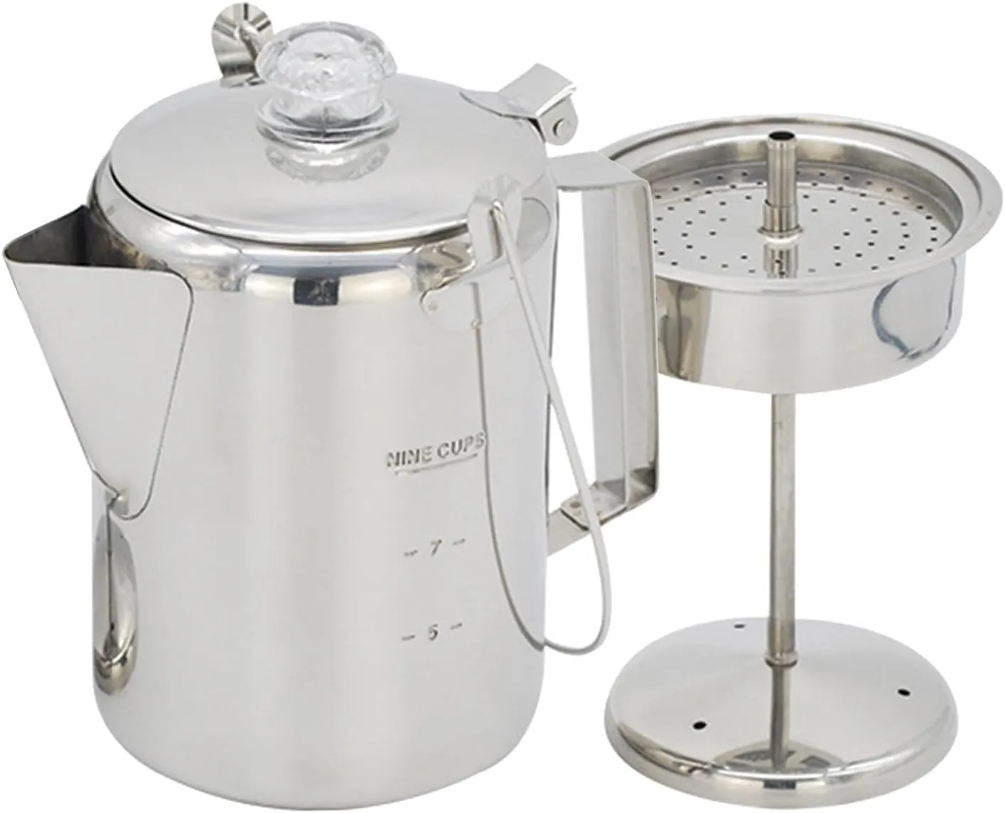 Camping Coffee Pot | Coffee Percolator Stainless Steel | 9 Cup Stovetop Percolators, Camping Percolator, Camping Coffee Pot, Stovetop Coffee Percolator, Group Friendly Coffee Percolator