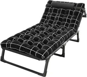Camping Cot,Adjustable Adults Reclining Folding Chaise,Wide Sturdy Portable Sleeping Cot,Outdoor Portable Lounge Chair Sleeping Cots Bed,Perfect for Camping,Pool,Beach,Patio 75cm