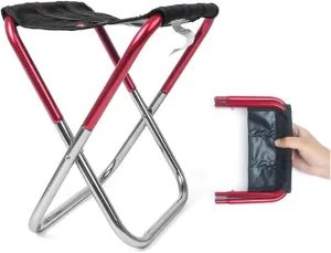 Camping Folding Chair Folding Fishing Picnic Chair Lightweight Camping Aluminum Alloy Cloth Outdoor Portable Portable Fishing Tools (Color : Red)