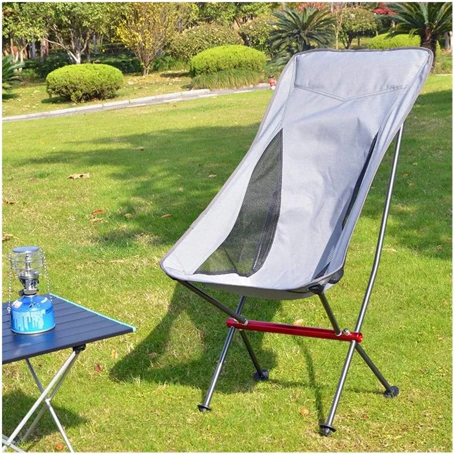 Camping Folding Chair Portable Ultralight Outdoor Camping Chair Collapsible Picnic Backrest Seat Folding Aluminum Alloy Stool (Color : Black)