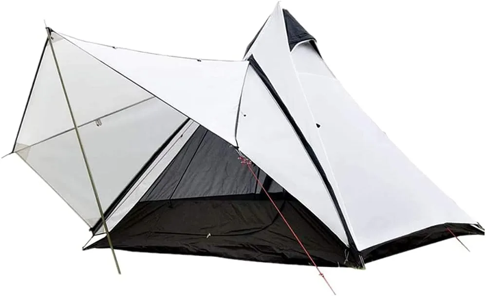 Camping Pyramid Tipi Tent Adult Indian Teepee Tent Yurt Tent Double Layers Waterproof Anti-UV Windproof Tents for Outdoor Camping Hiking Hunting 3-4 Person (Camel) (White)