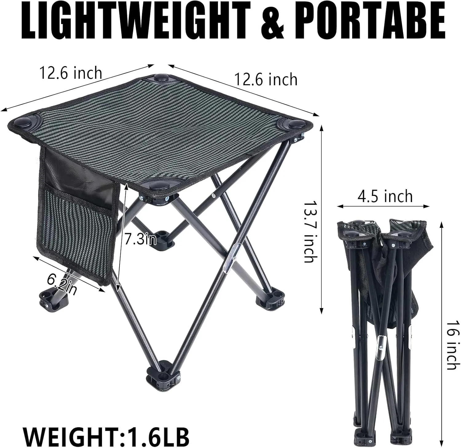 Camping Stool Portable, 13.7 Inch Folding Stool for Outdoor Gardening, Fishing, BBQ, Hiking with Carry Bag(400 LBS Capacity)
