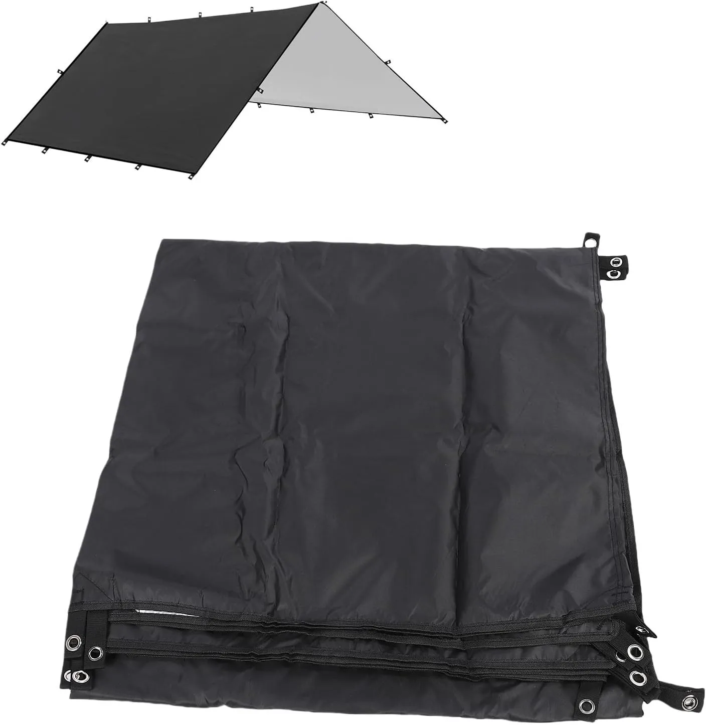 Camping Tarp Waterproofing Portable Multifunctional Outdoor Camping Traveling Awning Backpacking Shelter Rain Tarp, Sun Proof Awning with Ground Nails Wind Proof Ropes (S)