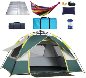 Camping Tent Family Tent Foldable Camping Tent Fully Automatic 190T Oxford Rainproof Family Tent for 4-6 People Outdoor Outdoor Tent, metal, Green, 200X200X135cm Automatic Camping Tent good stuff