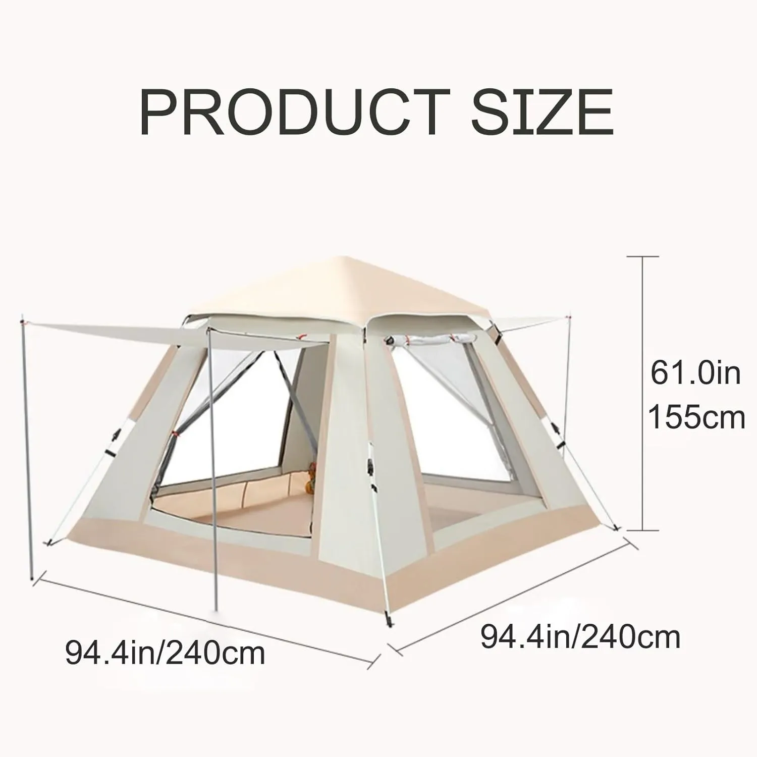 Camping Tent, Waterproof Tents for Camping, Portable PopUp Tent, Family Tents with Carry Bag, Advanced Venting Design, Easy Set Up