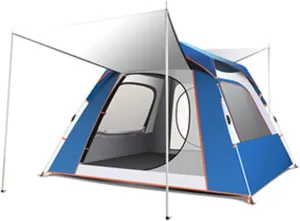 Camping Tents Shelter Portable with Carry Bag Waterproof Hold 3-4 Persons Instant Setup Pop Up Tent with Top Rainfly UV Protection for Camping Hiking Mountaineering (Color : Blue)