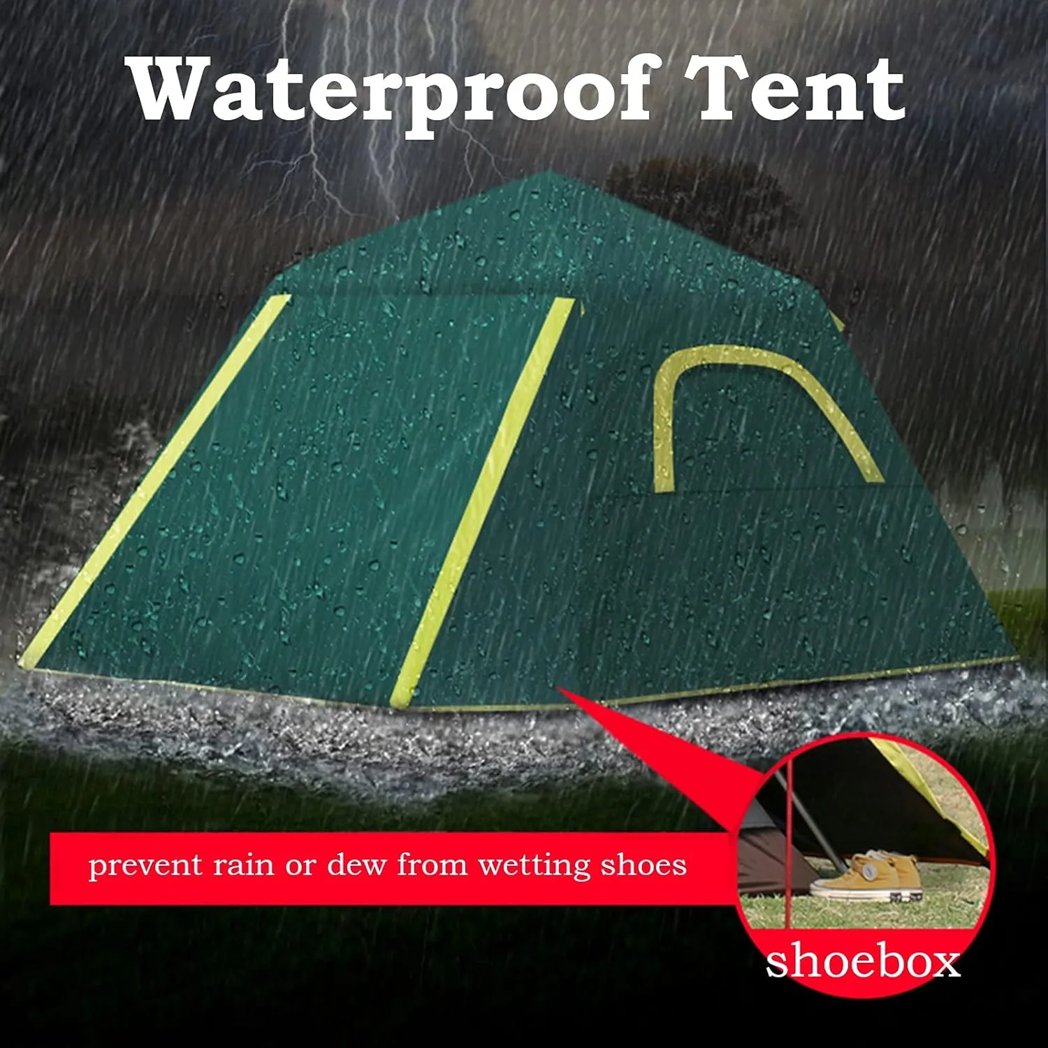 Camping Tents Shelter Portable with Carry Bag Waterproof Hold 3-4 Persons Instant Setup Pop Up Tent with Top Rainfly UV Protection for Camping Hiking Mountaineering (Color : White)