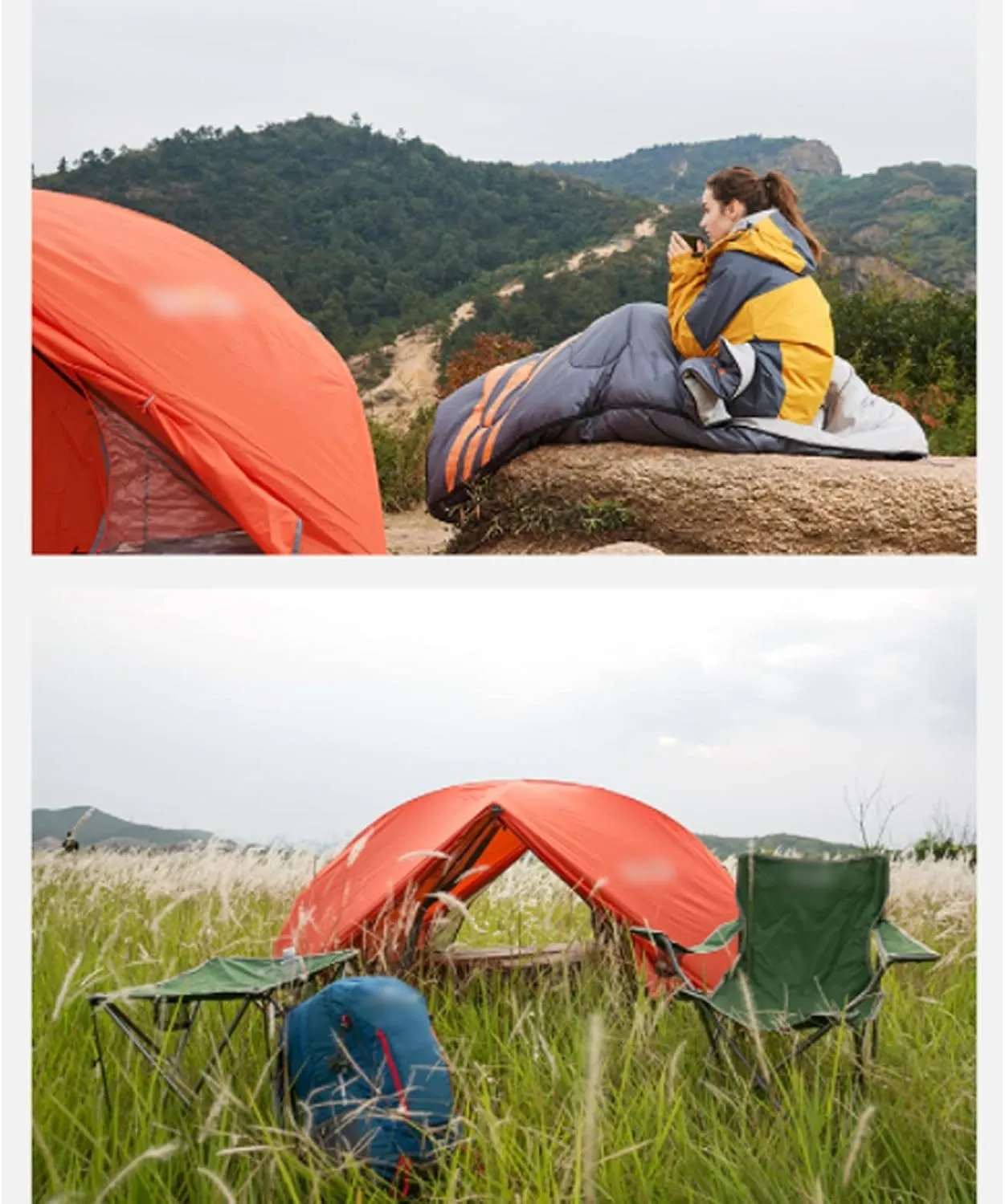Camping Tents,2 Persons Camping Tent Ultralight 20d Nylon Double Layer Waterproof Backpacking Tent for Hiking Travel with Free Mat (Color : Red, Size : 210 * 135 * 100cm)