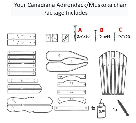 Canadiana Adirondack Kit Chair (Non-Folding / Muskoka)
