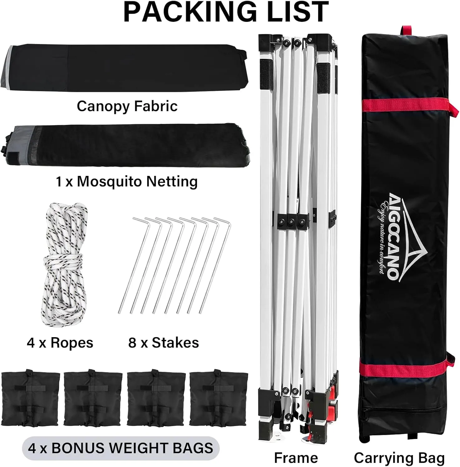 Canopy Tent with Netting Screen,10x10 Easy Pop Up Gazebo for Outdoor Parties,Camping,Foldable Patio Gazebo with Roller Bag and 4 Sandbags (Black)