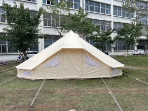 Canvas Bell Tent for Camping, Yurt Tent for All-Season Use, Polyester/Cotton Blend Fabric, Aluminum Center Pole, Mesh Windows, Clear Instructions, Tools Included, Ideal for Family Camping