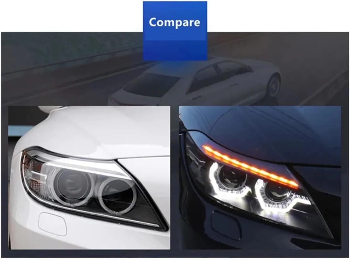 Car Lights Compatible For BMW Z4 E89 2009-2016 Headlights Assembly DRL Angel Eye Projector Lens Headlamp Car Accessories Plug And Play(WITH LED BLUBS_NO AFS)