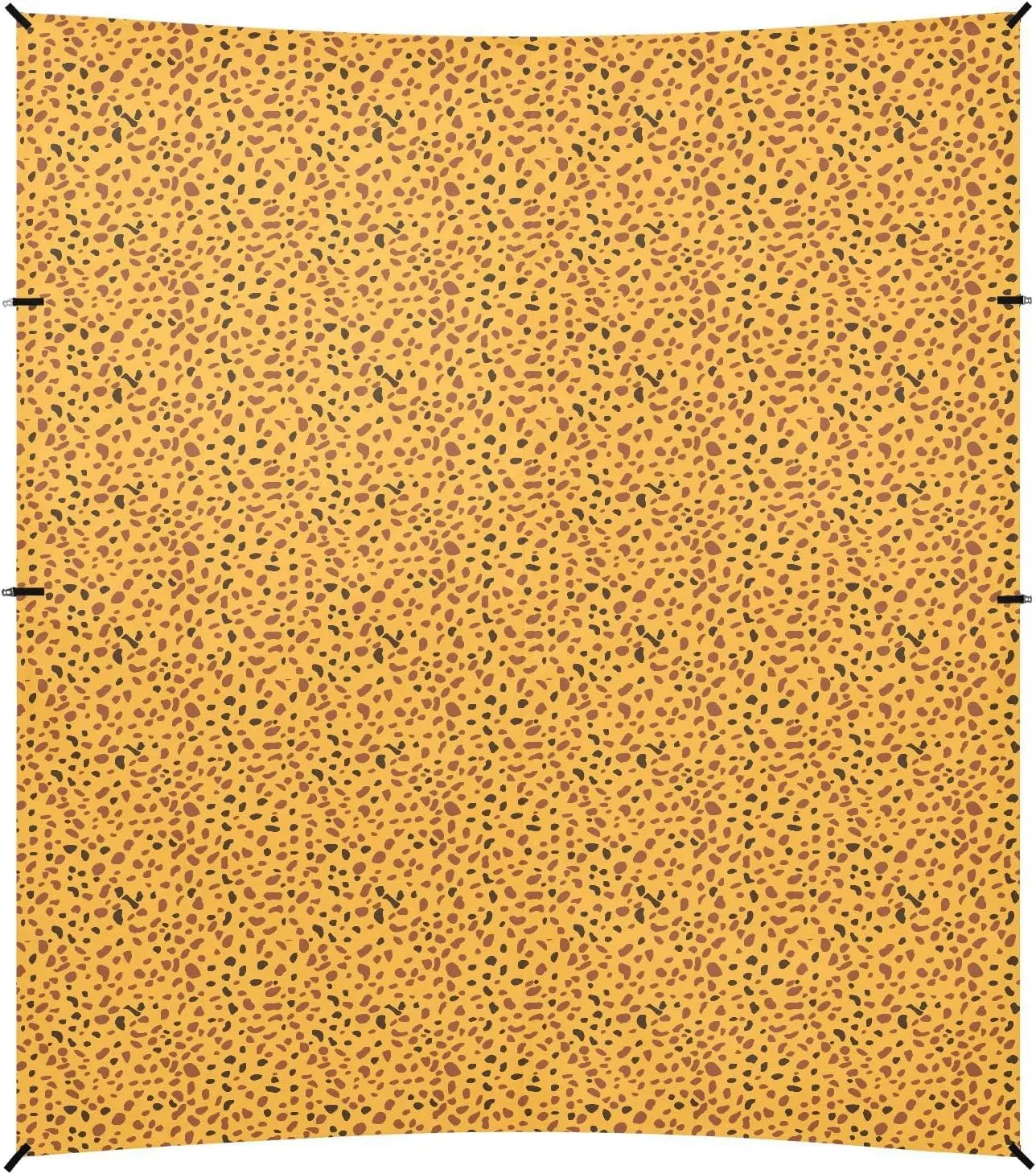 Cheetah Spots Orange Foldable Beach Canopy UPF50 Lightweight Sun Shade with Sandbags & Sand Shovel for Camping, Picnics, Backyard & Fishing